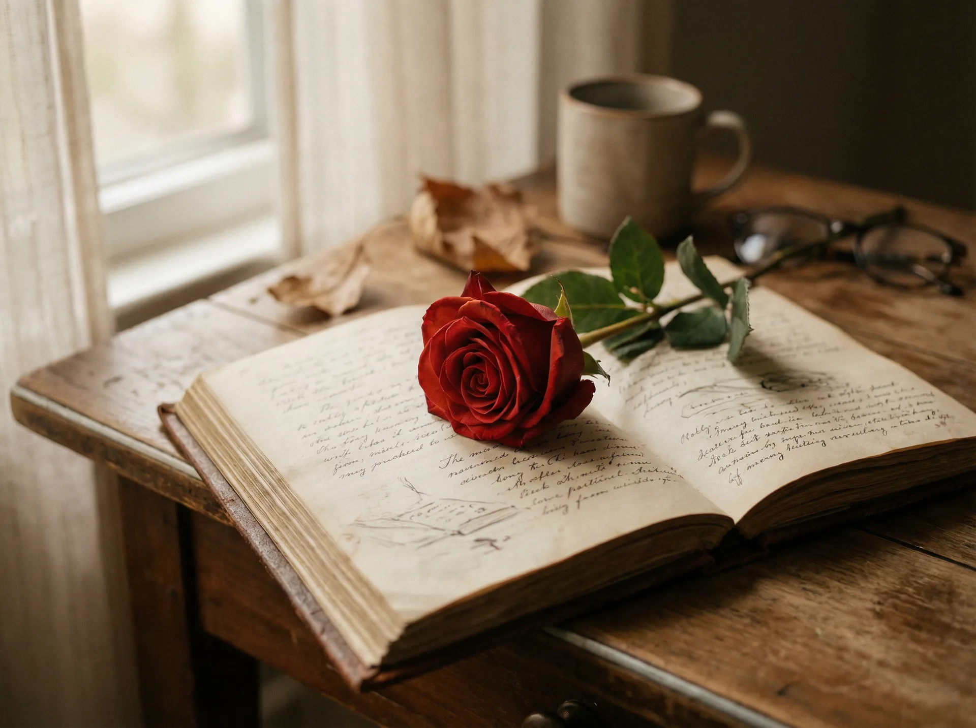 花语词典古典书卷与玫瑰 - 小宝探花